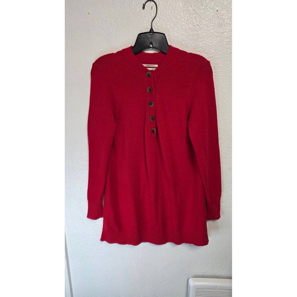 Anthropologie Henley Sweater Womens Small Red Excellent